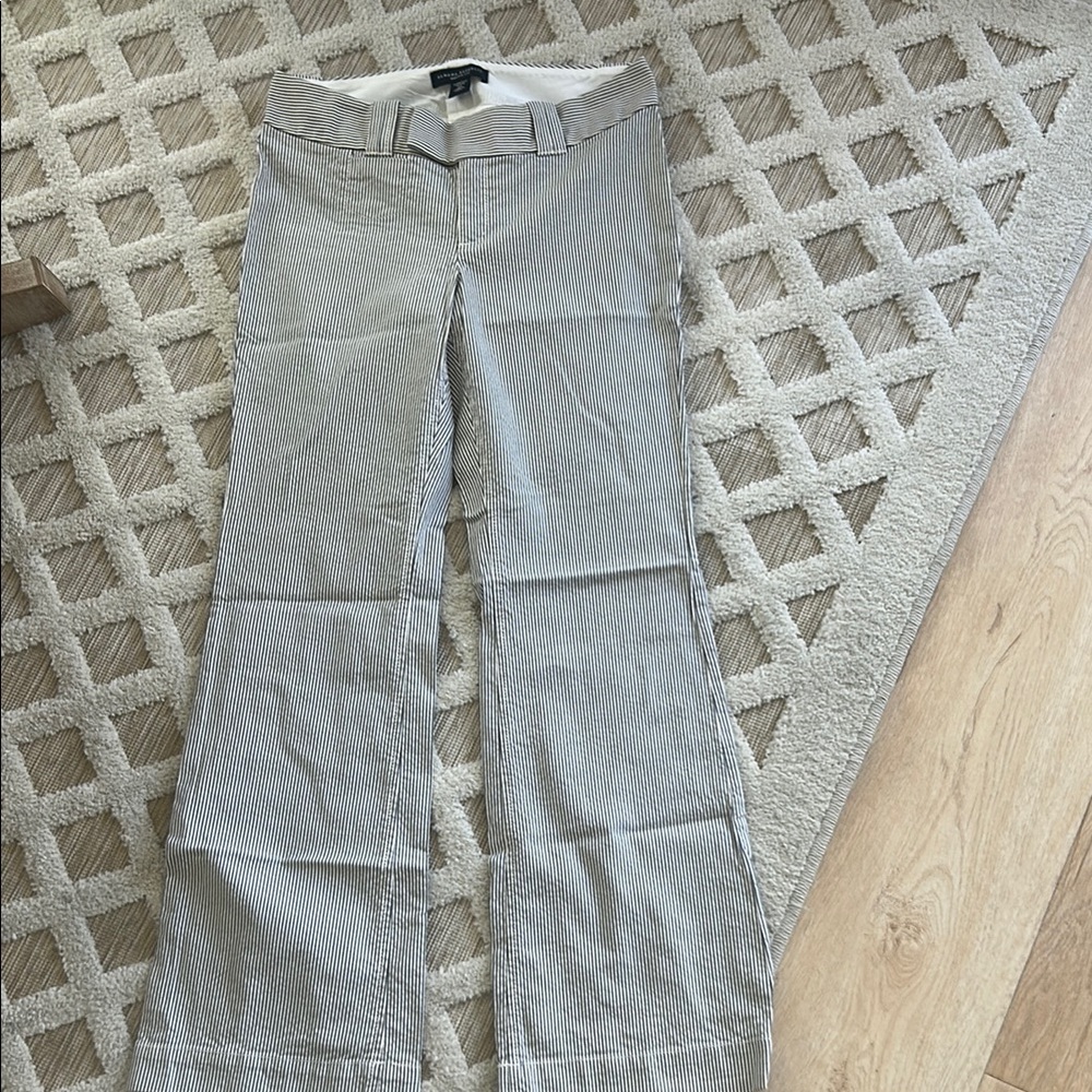 Banana Republic Women's Pinstripe Wide-Leg Pants in Gray and White